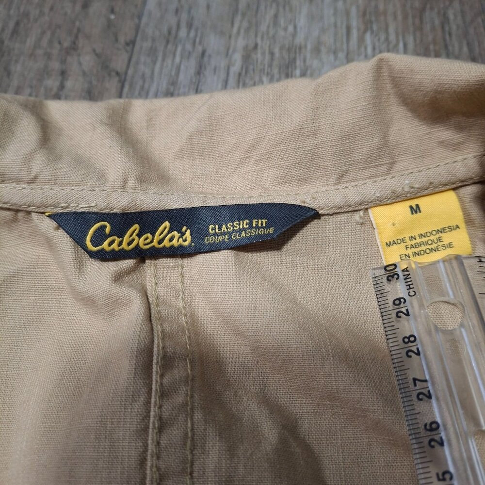 Cabelas Classic Fit Khaki Utility Jacket Drawstring Waist Outdoor Adventure Wear - Picture 4 of 7